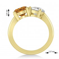 Round/Pear Diamond & Citrine Toi et Moi Ring 14k Yellow Gold (4.00ct)