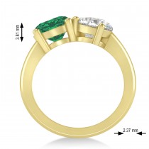 Round/Pear Diamond & Emerald Toi et Moi Ring 14k Yellow Gold (4.00ct)