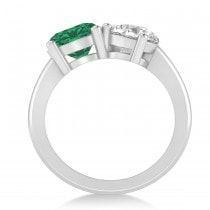 Round/Pear Diamond & Emerald Toi et Moi Ring Platinum (4.00ct)