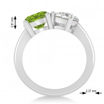 Round/Pear Diamond & Peridot Toi et Moi Ring Platinum (4.00ct)