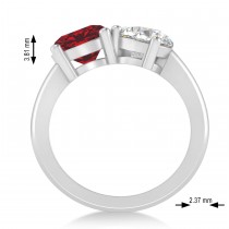 Round/Pear Diamond & Ruby Toi et Moi Ring 14k White Gold (4.00ct)