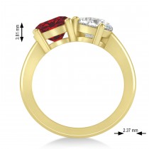 Round/Pear Diamond & Ruby Toi et Moi Ring 14k Yellow Gold (4.00ct)