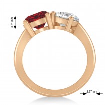 Round/Pear Diamond & Ruby Toi et Moi Ring 18k Rose Gold (4.00ct)