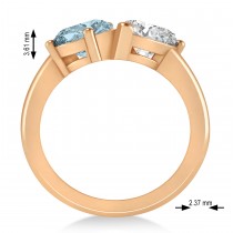 Pear/Pear Diamond & Aquamarine Toi et Moi Ring 14k Rose Gold (4.00ct)
