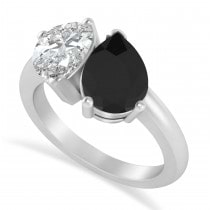 Pear/Pear Black & White Diamond Toi et Moi Ring 18k White Gold (4.00ct)