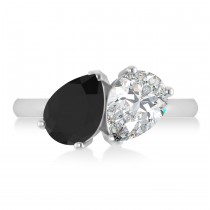 Pear/Pear Black & White Diamond Toi et Moi Ring Platinum (4.00ct)