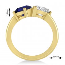 Pear/Pear Diamond & Blue Sapphire Toi et Moi Ring 18k Yellow Gold (4.00ct)