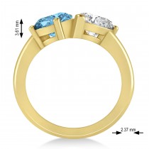 Pear/Pear Diamond & Blue Topaz Toi et Moi Ring 18k Yellow Gold (4.00ct)