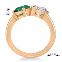 Pear/Pear Diamond & Emerald Toi et Moi Ring 14k Rose Gold (4.00ct)