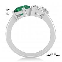 Pear/Pear Diamond & Emerald Toi et Moi Ring 14k White Gold (4.00ct)