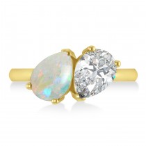 Pear/Pear Diamond & Opal Toi et Moi Ring 14k Yellow Gold (4.00ct)