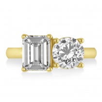 Emerald/Round Diamond Toi et Moi Ring 18k Yellow Gold (4.50ct)