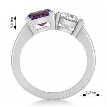 Emerald/Round Diamond & Lab Alexandrite Toi et Moi Ring 18k White Gold (4.50ct)