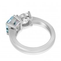 Emerald/Round Diamond & Aquamarine Toi et Moi Ring 14k White Gold (4.50ct)