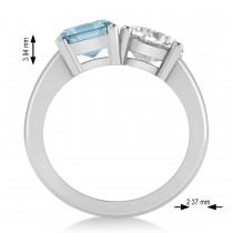 Emerald/Round Diamond & Aquamarine Toi et Moi Ring 14k White Gold (4.50ct)