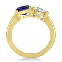 Emerald/Round Diamond & Blue Sapphire Toi et Moi Ring 14k Yellow Gold (4.50ct)