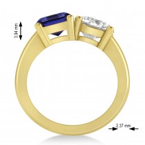 Emerald/Round Diamond & Blue Sapphire Toi et Moi Ring 18k Yellow Gold (4.50ct)