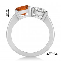Emerald/Round Diamond & Citrine Toi et Moi Ring 14k White Gold (4.50ct)