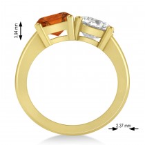 Emerald/Round Diamond & Citrine Toi et Moi Ring 14k Yellow Gold (4.50ct)