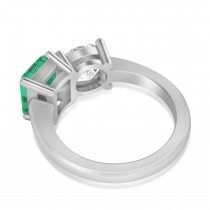 Emerald/Round Diamond & Emerald Toi et Moi Ring 14k White Gold (4.50ct)