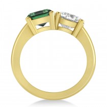 Emerald/Round Diamond & Emerald Toi et Moi Ring 14k Yellow Gold (4.50ct)