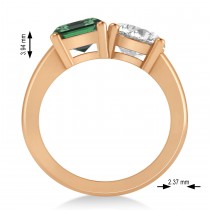 Emerald/Round Diamond & Emerald Toi et Moi Ring 18k Rose Gold (4.50ct)