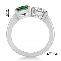 Emerald/Round Diamond & Emerald Toi et Moi Ring Platinum (4.50ct)