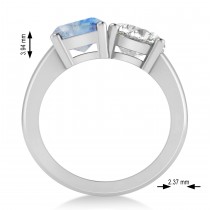 Emerald/Round Diamond & Moonstone Toi et Moi Ring 14k White Gold (4.50ct)