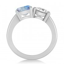 Emerald/Round Diamond & Moonstone Toi et Moi Ring 18k White Gold (4.50ct)