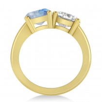 Emerald/Round Diamond & Moonstone Toi et Moi Ring 18k Yellow Gold (4.50ct)