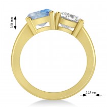 Emerald/Round Diamond & Moonstone Toi et Moi Ring 18k Yellow Gold (4.50ct)