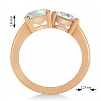 Emerald/Round Diamond & Opal Toi et Moi Ring 14k Rose Gold (4.50ct)