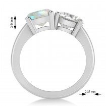 Emerald/Round Diamond & Opal Toi et Moi Ring 14k White Gold (4.50ct)