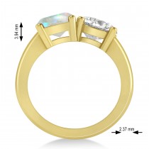 Emerald/Round Diamond & Opal Toi et Moi Ring 14k Yellow Gold (4.50ct)