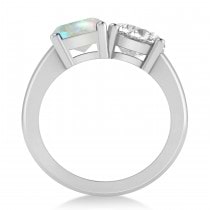 Emerald/Round Diamond & Opal Toi et Moi Ring 18k White Gold (4.50ct)