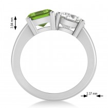 Emerald/Round Diamond & Peridot Toi et Moi Ring 14k White Gold (4.50ct)