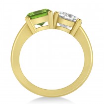 Emerald/Round Diamond & Peridot Toi et Moi Ring 14k Yellow Gold (4.50ct)