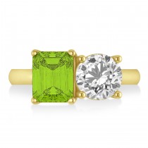 Emerald/Round Diamond & Peridot Toi et Moi Ring 18k Yellow Gold (4.50ct)