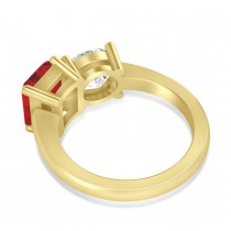 Emerald/Round Diamond & Ruby Toi et Moi Ring 18k Yellow Gold (4.50ct)