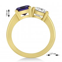 Emerald/Round Diamond & Tanzanite Toi et Moi Ring 18k Yellow Gold (4.50ct)