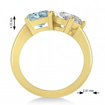 Emerald/Oval Diamond & Aquamarine Toi et Moi Ring 14k Yellow Gold (5.50ct)