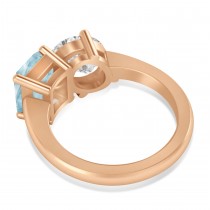 Emerald/Oval Diamond & Aquamarine Toi et Moi Ring 18k Rose Gold (5.50ct)