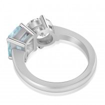 Emerald/Oval Diamond & Aquamarine Toi et Moi Ring 18k White Gold (5.50ct)