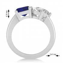 Emerald/Oval Diamond & Blue Sapphire Toi et Moi Ring 14k White Gold (5.50ct)
