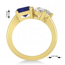 Emerald/Oval Diamond & Blue Sapphire Toi et Moi Ring 14k Yellow Gold (5.50ct)
