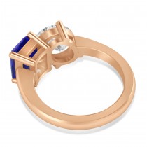 Emerald/Oval Diamond & Blue Sapphire Toi et Moi Ring 18k Rose Gold (5.50ct)