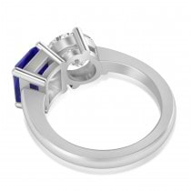 Emerald/Oval Diamond & Blue Sapphire Toi et Moi Ring 18k White Gold (5.50ct)