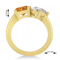 Emerald/Oval Diamond & Citrine Toi et Moi Ring 14k Yellow Gold (5.50ct)