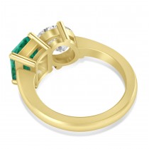 Emerald/Oval Diamond & Emerald Toi et Moi Ring 18k Yellow Gold (5.50ct)