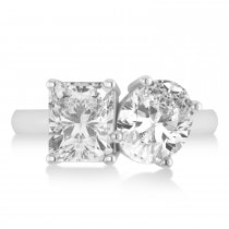 Emerald/Oval Lab Grown Diamond Toi et Moi Ring 14k White Gold (5.50ct)